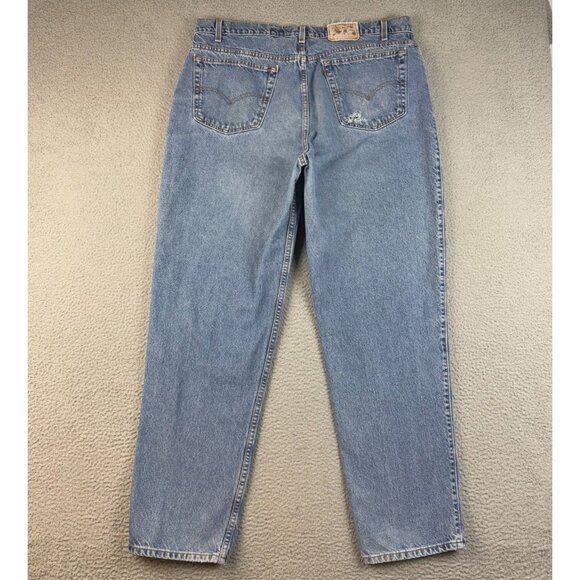 90s Levis 545 Relaxed Loose Fit Jeans 42x34 Classic Blue Denim American Workwear - Picture 2 of 8